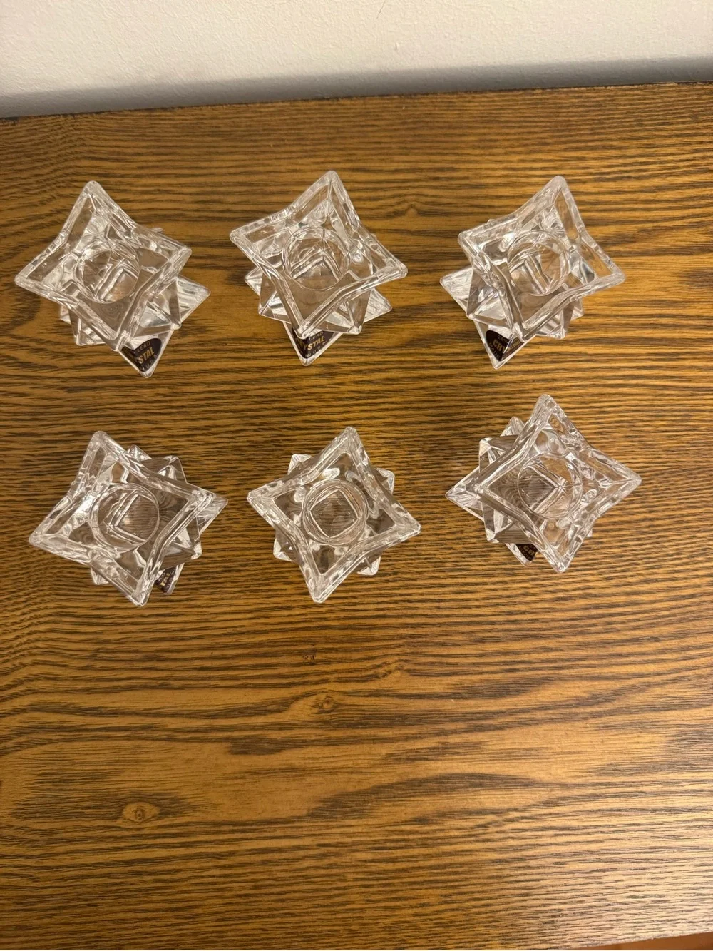 VTG Michael C Fina Fifth Avenue 24% Lead Crystal Star Taper Candle Holders (6)